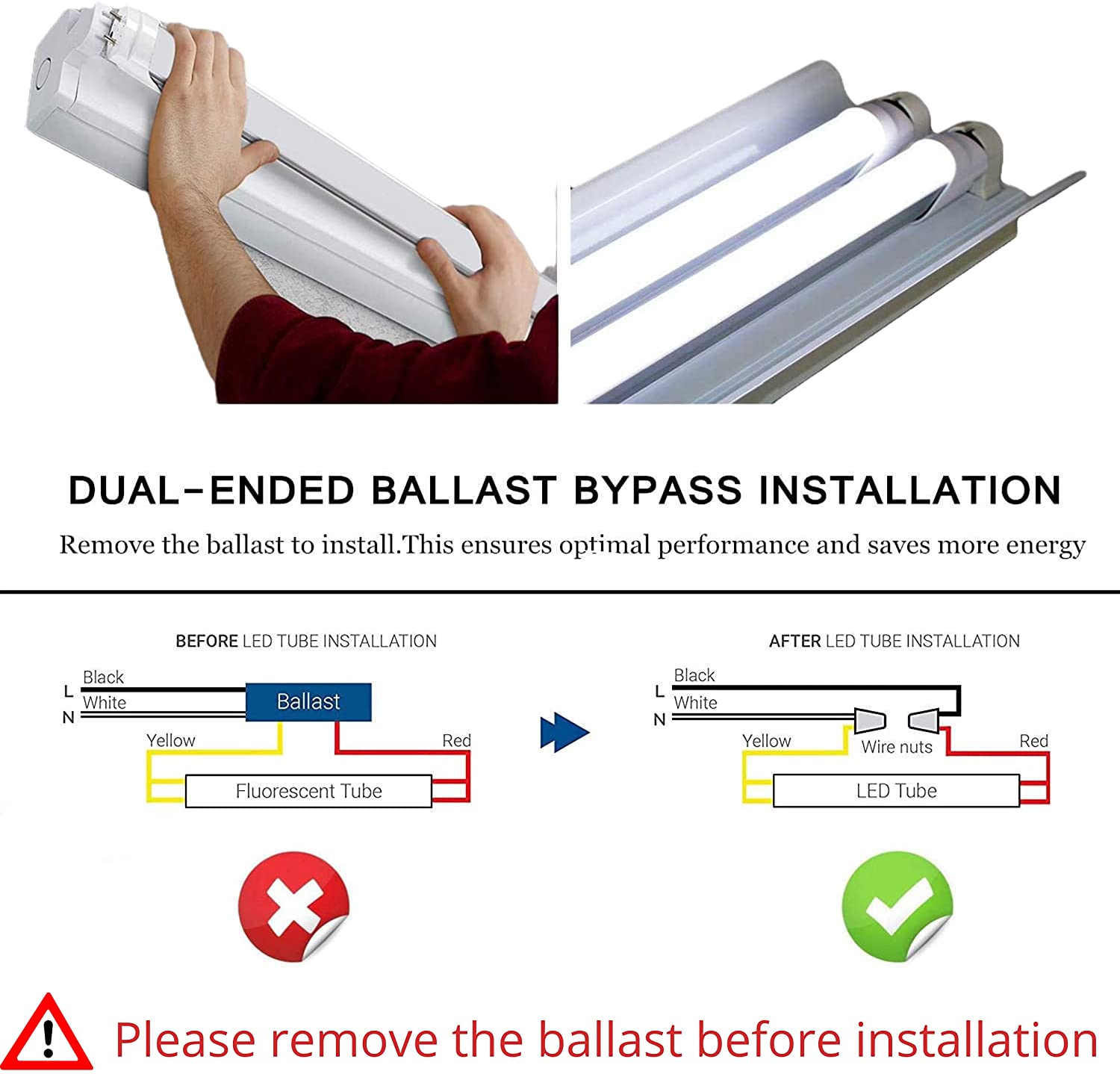 MARIQIYY led Light,T8 LED Tube Light,6 Pack,4FT,18W.5500-6000K Daylight, 2350LM, Dual Power,1mm Thickness Aluminum with Milky White PC,T12T10T8 Fluorescent lamp of Replacement.