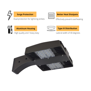 LED Parking Lot Light Shoebox Light Fixture - 150w - 19500Lm - AC 277-480v - 400W MH Equal