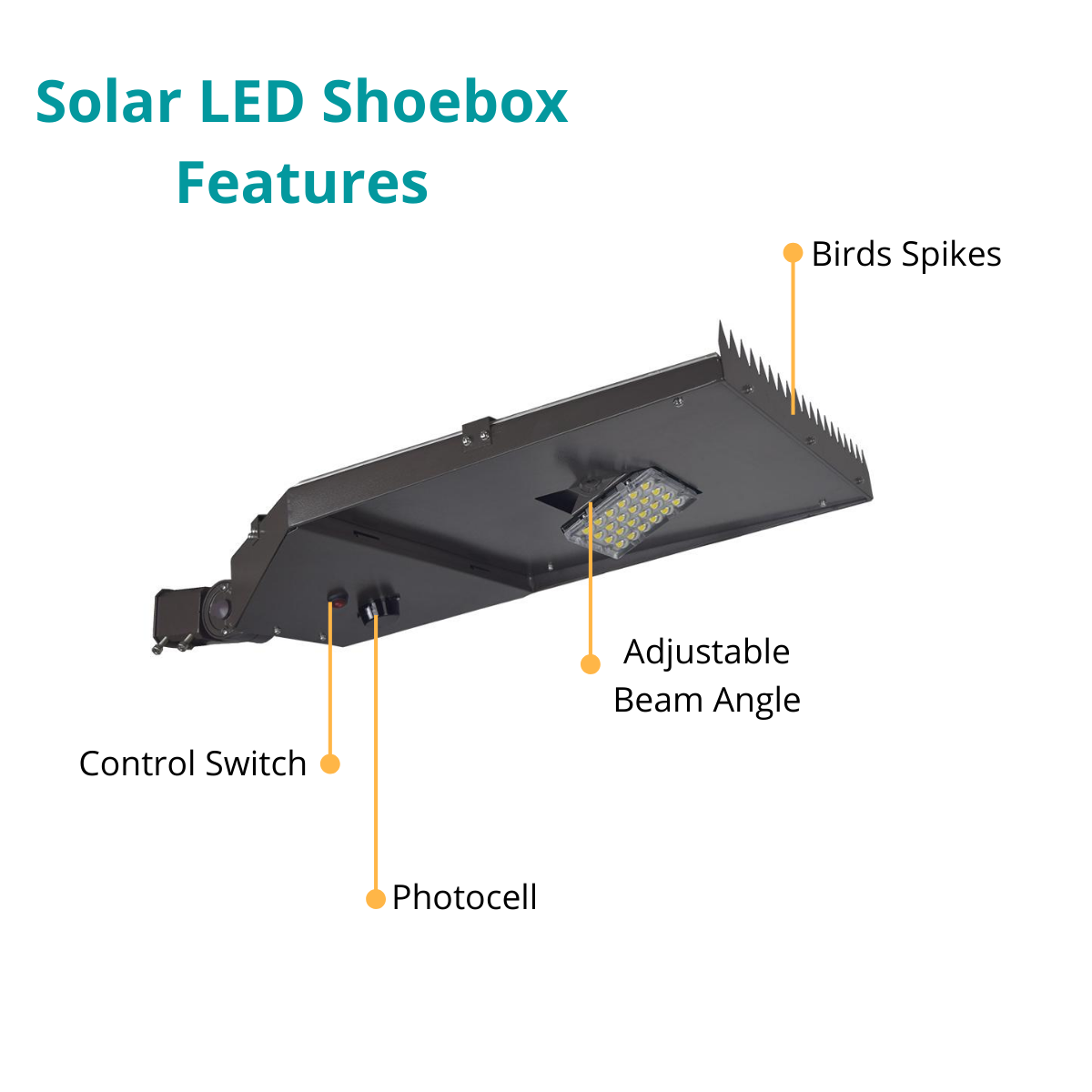 Dusk to Dawn Solar LED Light Shoebox - 18W - 2900Lm - 5000K