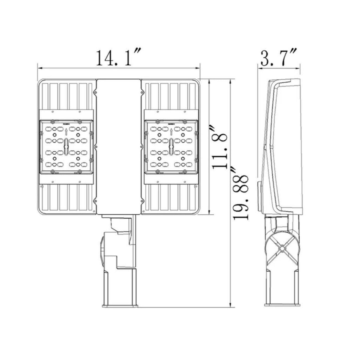 LED Parking Lot Light Shoebox Light Fixture - 150w - 19500Lm - AC 277-480v - 400W MH Equal