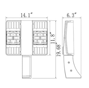 LED Parking Lot Light Shoebox Light Fixture - 150w - 19500Lm - AC 277-480v - 400W MH Equal