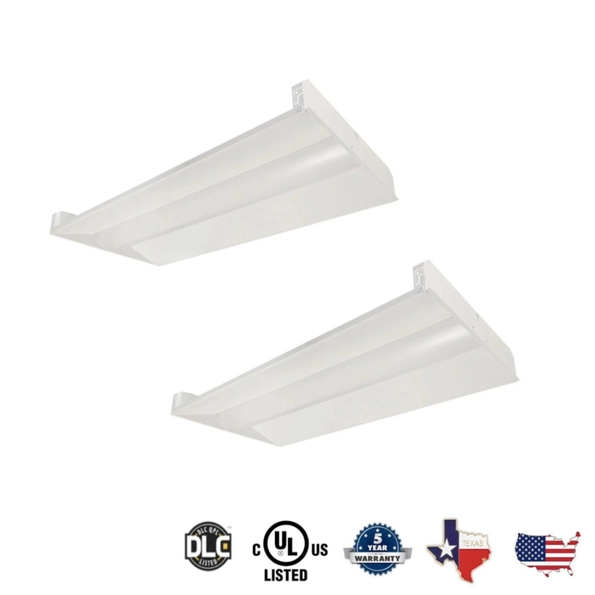 Pack of 2 LED Troffer Light 4x2ft - 45w - 5625Lm - 4000K - 100w Equal